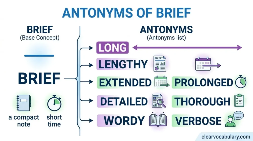 Antonyms of Brief