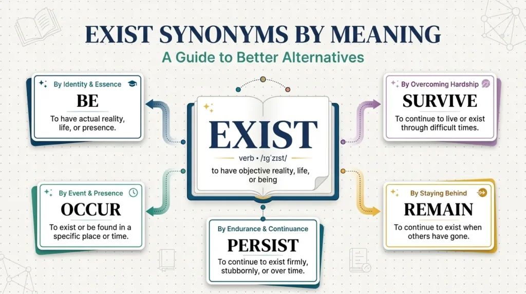 Exist Synonyms by Meaning