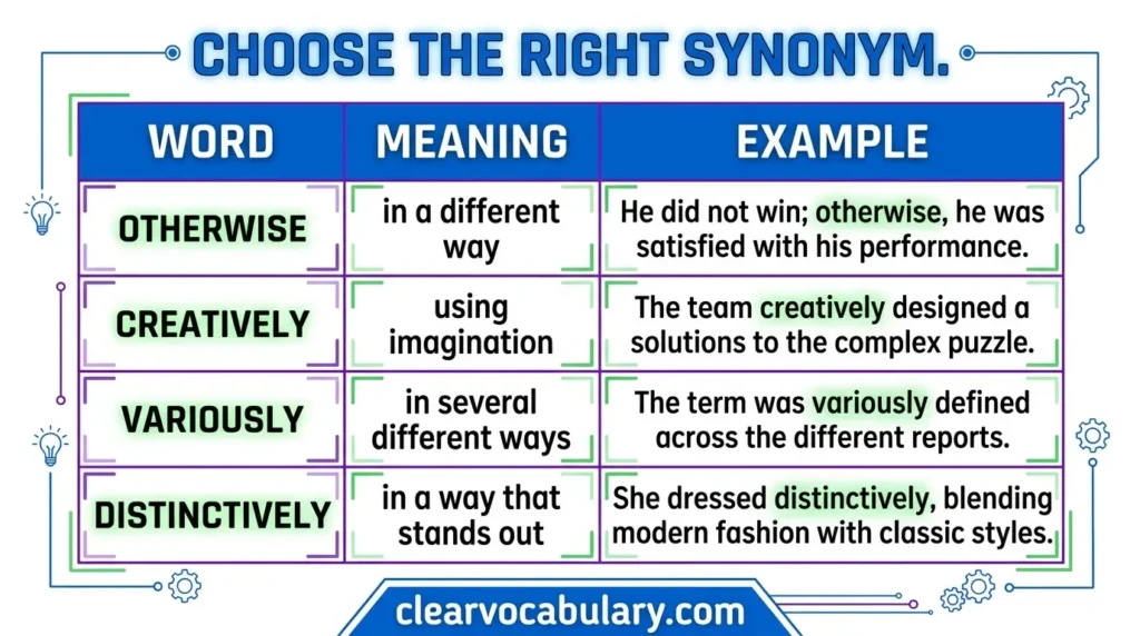 Synonym Comparison Table