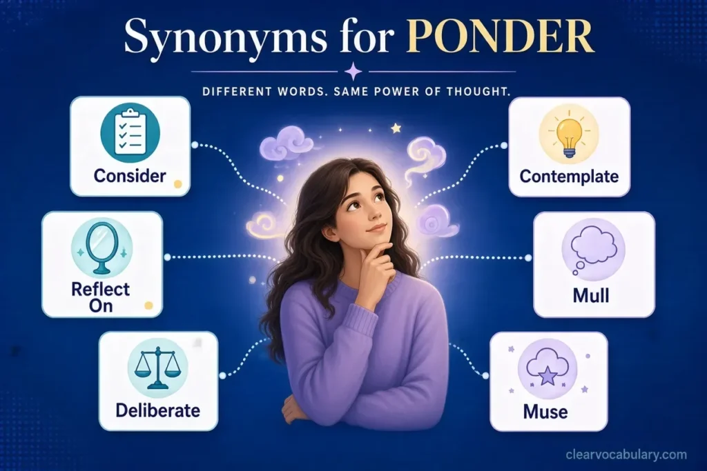 Synonyms for Ponder