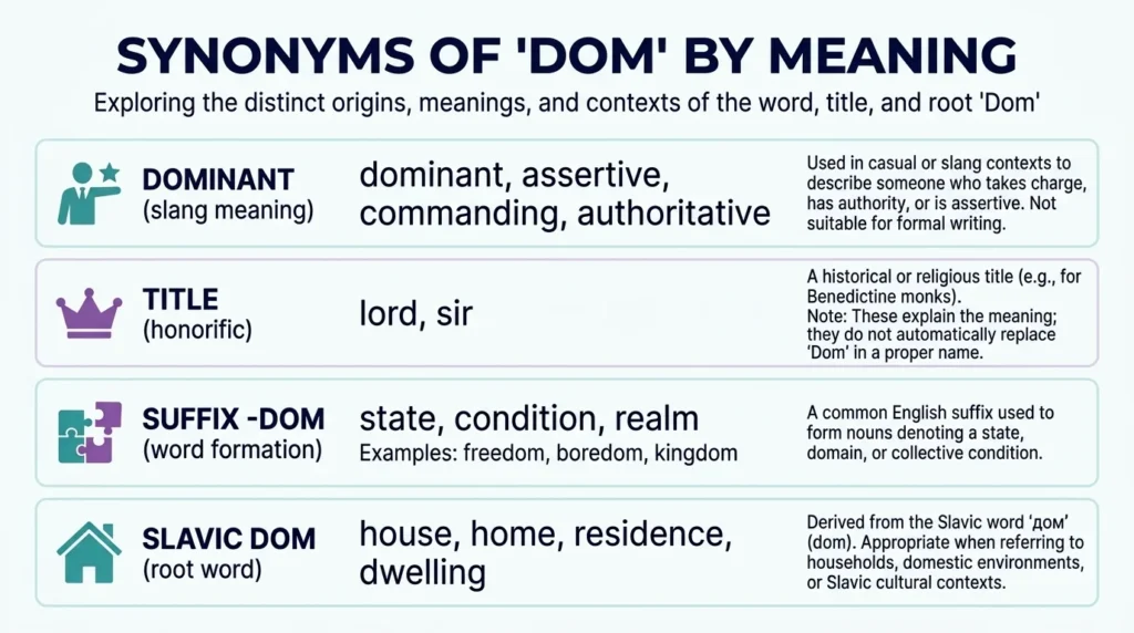 Synonyms of Dom by Meaning