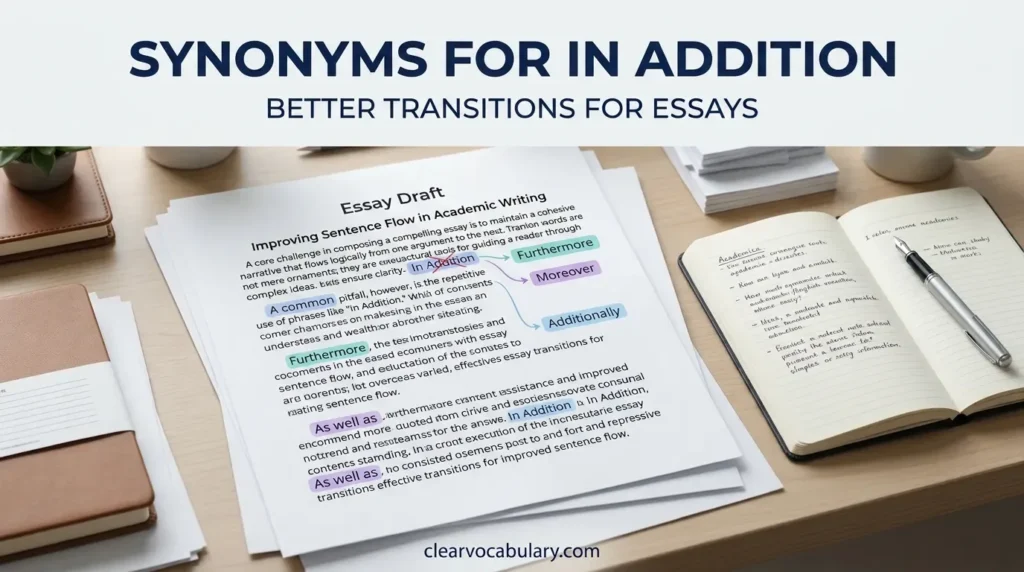 synonyms for in addition in an essay